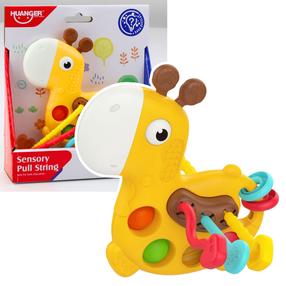 Attīstoša rotaļlieta, žirafe Huanger Sensory, 19 cm, dzeltena krās.