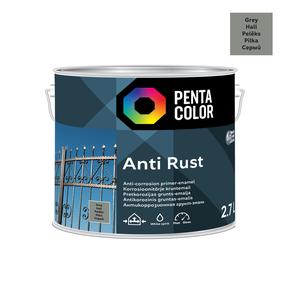 Краска-эмаль, для металлоконструкций, защита от коррозии Pentacolor Anti Rust, полуглянцевая, 2.7 l, серый цв.