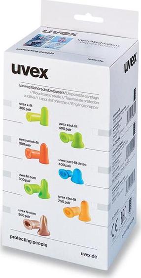 Ausų kištukai Uvex Com4-fit, įvairių spalvų, S dydis, 300 vnt.