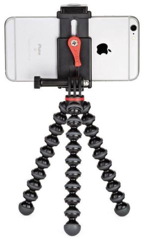 Selfipulk JOBY GripTight Action, must v./punane v.