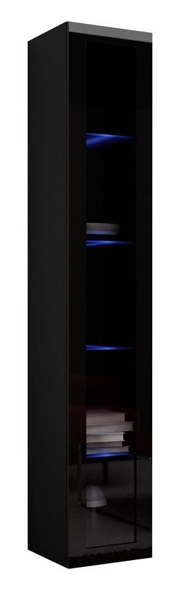 Vitrina Cama Meble Vigo 180, juoda sp., 40 cm x 30 cm x 180 cm
