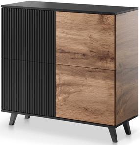 Kumode Random KM-2, ozola krās./melns krās., 95 cm x 100 cm x 40 cm