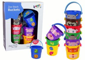 Lavinimo žaislas, rinkinys, gyvūnai Lean Toys Zoo Stack Buckets, įvairių spalvų, 6 vnt.