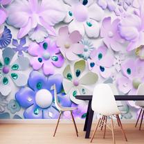 Fototapetas Artgeist Floral Motif - Purple Composition With Jewellery On Light Background, 105 cm x 150 cm