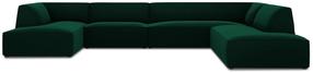 Kampinė sofa Micadoni Home Ruby Panoramic 7 Seats, tamsiai žalia sp., dešininė, 366 x 273 cm x 69 cm