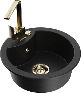 Кухонная мойка Mexen Diego 5905315020055, гранит, 48.8 см x 48.8 см x 16.7 см, золотой цв./черный цв.