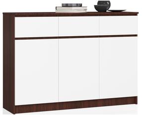 Komoda Akord Furniture Factory K140 3D 3SZ CLP PK, balta sp./wenge sp., 99 cm x 138 cm x 40 cm