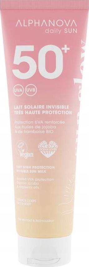 Лосьон для ухода за загаром для тела/для лица Alphanova Daily Sun Invisible Sun Glow SPF50+, 150 мл