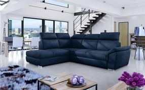 Kampinė sofa Loreto Monolith 77, tamsiai mėlyna sp., kairinė, 210 x 260 cm x 102 cm