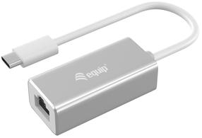 Адаптер Equip 133454 USB Type-C Male, RJ-45 Female, 0.15 м, серебристый цв.