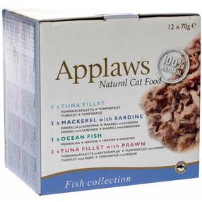 Mitrā kaķu barība Applaws Fish Collection 1018, zivs, 0.070 kg x 12 gab.