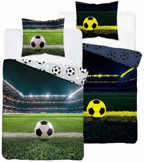 Vaikiškas patalynės užvalkalų komplektas Glow In The Dark Football PPE-165, balta sp./juoda sp./žalia sp., 160 x 200 cm