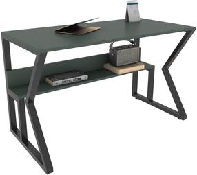 Rašomasis stalas su lentyna Kalune Design Wake 875ZNA4578, 120 cm x 60 cm, 72.8 cm, juoda sp./žalia sp.