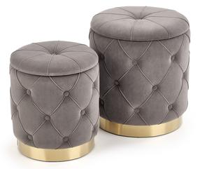 Pufas Polly, aukso/pilkas, 40 cm x 40 cm x 44 cm