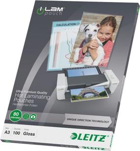 Laminēšanas plēve Leitz UDT, 125 μm x 435 mm x 309 mm, 100 gab.