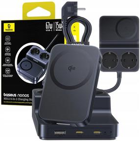 Įkrovimo stotelė Baseus Nomos ND11 E00078801123-00, USB Type A/2 x USB Type C /2 x AC, juoda sp., 67 W