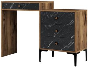 Kosmetinis staliukas Kalune Design Lizbon 555, juoda sp./riešuto sp., 84.7 cm x 124 cm x 40 cm