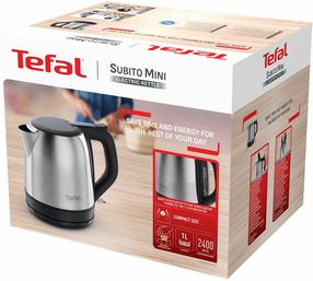 Elektriskā tējkanna Tefal Subito Mini KO5S2DE, 1 l, sudraba krās./melna krās.