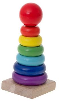Edukacinis žaislas, formelių piramidė Rainbow, 19 cm, įvairių spalvų, 8 vnt.