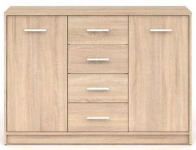 Komoda Nepo Plus, ąžuolo, 118.5 cm x 34 cm x 84 cm