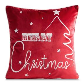 Kalėdinis dekoratyvinės pagalvėlės užvalkalas Merry Christmas PSWA-246, balta sp./raudona sp., 45 cm x 45 cm
