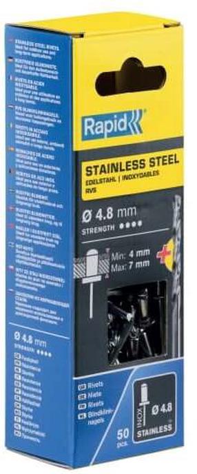 Kniede Rapid 5000396, 4.8 mm x 10 mm, 50 gab.