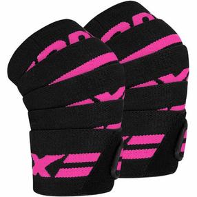 Лангетка RDX Gym Knee Wrap, черный цв./розовый цв.