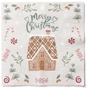 Ziemassvētku papīra salvetes Party Deco Christmas Ginger, 33 cm x 33 cm, brūna krās./balta krās./sarkana krās., 20 gab.