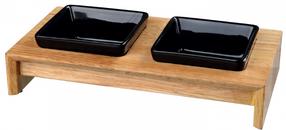 Stovas su dubenėliais šuniui Trixie TX-24820, 0.2 l, 28 cm x 15 cm x 5 cm, ruda sp./juoda sp.