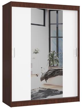 Spinta Akord 150 CLP, balta sp./riešuto sp., 60 cm x 150 cm x 200 cm, su veidrodžiu