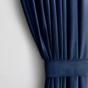 Naktinė užuolaida, su raiščiu Restilo Velvet, tamsiai mėlyna sp., 140 cm x 270 cm