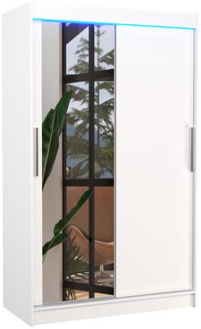 Spinta ADRK Bario LED, balta sp., 58 cm x 120 cm x 200 cm, su veidrodžiu