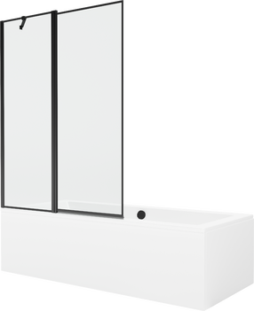 Vonia su sienele, laisvai pastatoma Mexen Cube, 180 cm x 80 cm x 39 cm, stačiakampis, skaidri sp./balta sp.