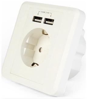 Pistikupesa EnerGenie EG-ACU2A2-01, maandusega, valge v.