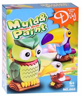 Ģipša figūru veidošanas komplekts Muld & Paint Jungle Birds, daudzkrāsaina