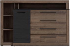 Komoda Forte Bellevue BLQK351LT-N09, juoda sp./tamsiai ruda sp., 107.3 cm x 160.5 cm x 43.4 cm
