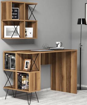 Rašomasis stalas su lentyna Kalune Design Extra 2 845HCT3822, 120 cm x 60 cm, 78.8 cm, riešuto sp.