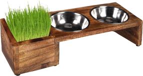 Stovas su dubenėliais šuniui Flamingo Lela Twin Feeder, 0.75 l, 42 cm x 15.5 cm x 11 cm, ruda sp.
