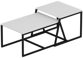 Kavos staliukas Kalune Design Minimal, balta sp./juoda sp., 75 cm x 57 cm x 45 cm