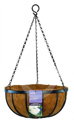 Rippuv lillepott, metall/kookoskiud, Ø 35 cm, pruun v./must v.
