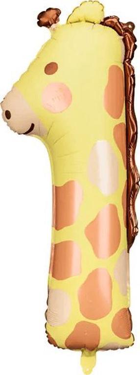 Folijas balons cipars PartyDeco Giraffe, brūna krās./dzeltena krās.