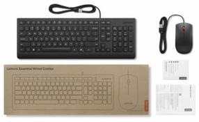 Vadu tastatūras un peles komplekts Lenovo Essential Wired Combo 4X31R64442, LT, melna krās.