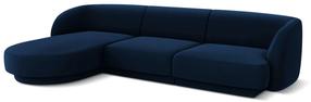 Kampinė sofa Micadoni Home Miley Velvet 4 Seats, tamsiai žalia sp., kairinė, 259 x 155 cm x 74 cm