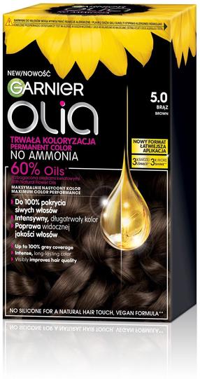 Matu krāsa Garnier Olia, brūna krās., 5.0, 174.0 ml