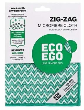 Šluostė, universali Eco Ego Zig-Zag, balta sp./žalia sp., mikropluoštas