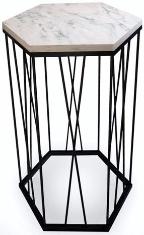 Kavos staliukas Kalune Design Cetrus Marmo, balta sp./pilka sp., 40 cm x 35 cm x 62 cm