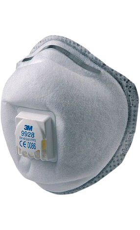 Respirators, ar vārstu 3M 9928 FFP2, pelēka krās.