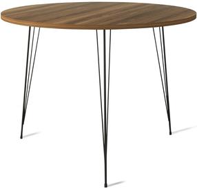 Stalas Kalune Design Sandalf, juoda sp./riešuto sp., 90 cm x 90 cm x 75 cm