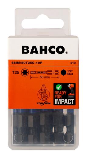 Биты для ударной отвертки, набор Bahco 66IM/50T25C-10P, T25, 50 мм, 1/4"