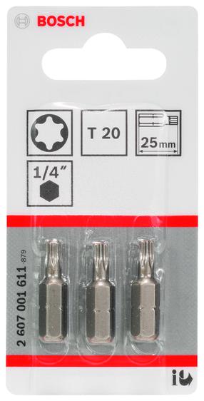 Kruvikeeraja otsikute komplekt Bosch 2 607 001 611, T20, 25 mm